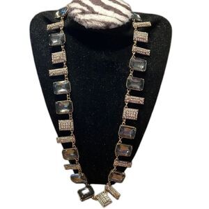 Your Bijoux Box Juliette necklace - long, adjustable rhinestone/black rectangles